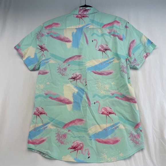 TEAMLTD Living the Dream Short Sleeve Button Down Flamingo Tropical Men’s Large - Picture 9 of 15